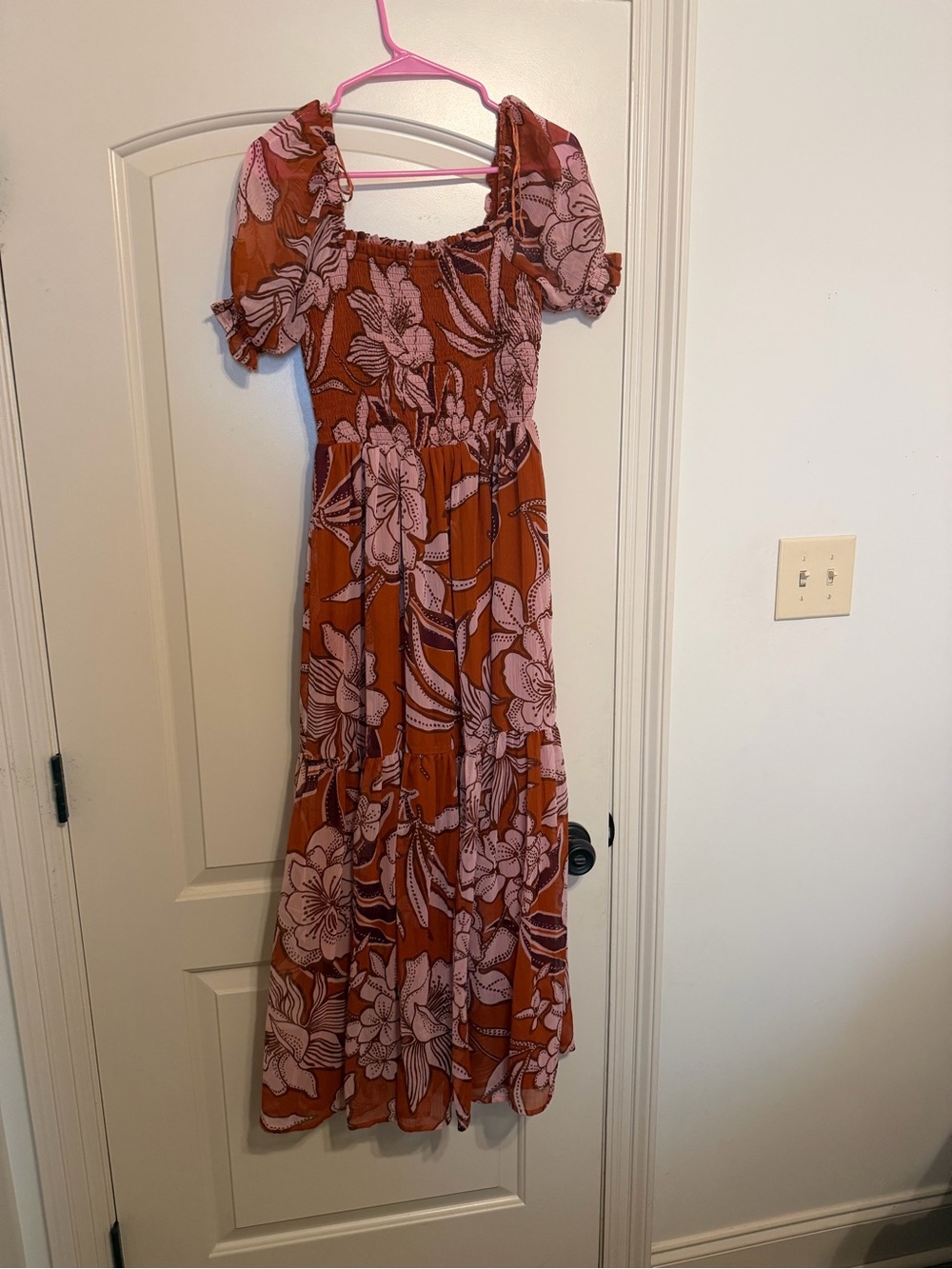 Patrons of Peace Rust and Pink Floral Maxi Dress